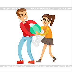 Boy And Girl Fist Fight Positions, Aggressive - vector clip art