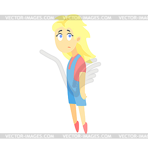 Sad Little Blond Girl Feeling Blue, Part Of - vector image