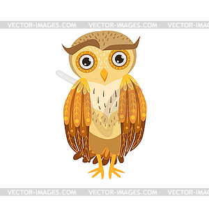 Sceptic Owl Cute Cartoon Character Emoji With Fores - vector image