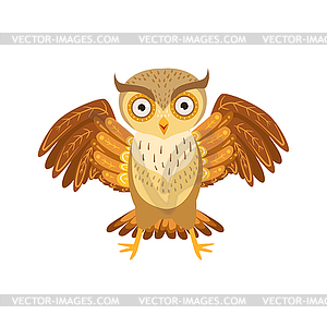 Angry Owl Cute Cartoon Character Emoji With Forest - vector clipart
