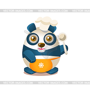 Cute Panda Activity With Humanized Cartoon Bear - vector image