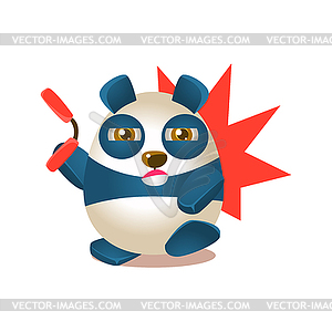Cute Panda Activity With Humanized Cartoon Bear - vector image