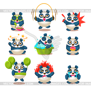 Симпатичные Эмоции Panda и сбору С - векторный дизайн