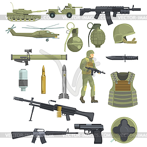 Professional Army Infantry Forces Weapons, - vector clipart