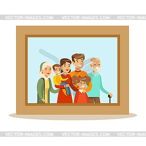 , Happy Family Having Good Time Together Framed - royalty-free vector image