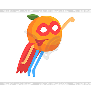 Orage Superhero WIth Cape And Mask, Part Of - vector image