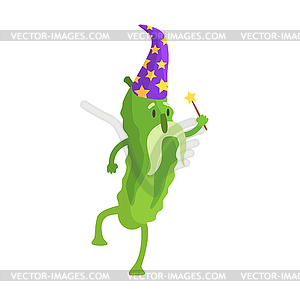 Cucumber In Wizard Costume With Magic Wand, Part - vector clip art