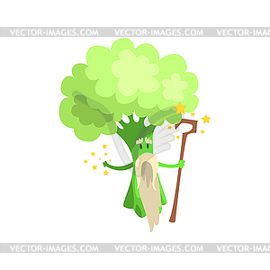 Broccoli Wizard With Staff And White Beard, Part - vector image