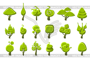 Trees With Weird Shape Crown Set - vector clipart / vector image
