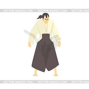 Japanese Samurai Martial Arts Fighter, Fighting - vector clip art