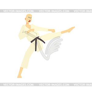 Bold Asian Monk In White Kimono Karate Martial - vector clip art