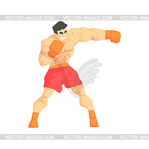 Muscly Man Boxing Martial Arts Fighter, Fighting - vector image