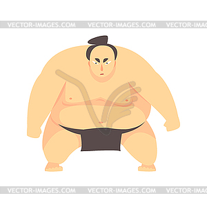 Japanese Fat Sumo Martial Arts Fighter, Fighting - vector EPS clipart