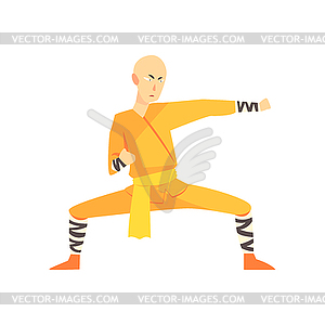 Bold Asian Shaolin Monk Kung Fu Martial Arts - vector clipart