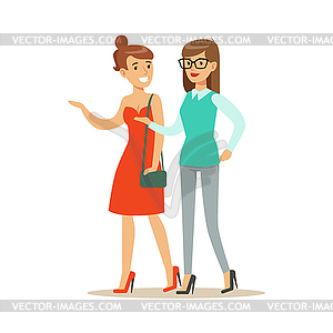 Happy Best Friends Having Good Time Together - vector image