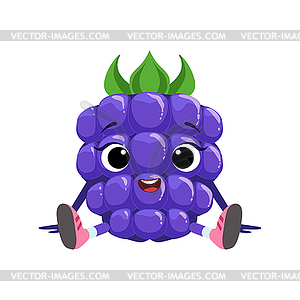 Big Eyed Cute Girly Blackberry Character Sitting, - vector image