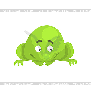 Расстройство Зеленая лягушка Забавный персонаж Childish мультяшный - иллюстрация в векторном формате