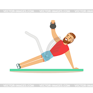 Man Doing Plank Exercise With Additional Weight , - vector clipart