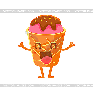 Мороженое в вафельном рожке, сладкий десерт Кондитерские изделия - клипарт в векторе / векторное изображение
