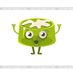 Green Cake With White Glazing, Sweet Dessert - color vector clipart