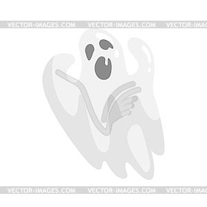 White Ghost In Childish Cartoon Manner  - vector clipart