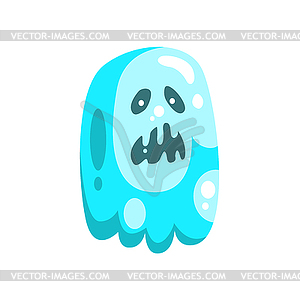 Blue Ghost In Childish Cartoon Manner  - vector clip art