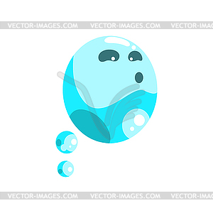 Blue Ghost In Childish Cartoon Manner  - vector clip art