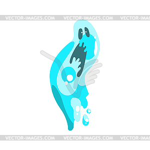 Blue Ghost In Childish Cartoon Manner  - royalty-free vector clipart