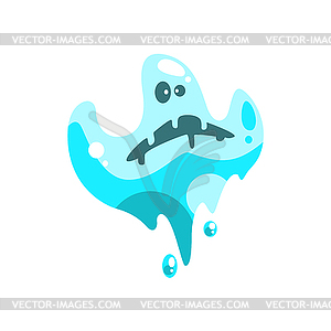 Blue Ghost In Childish Cartoon Manner  - vector image