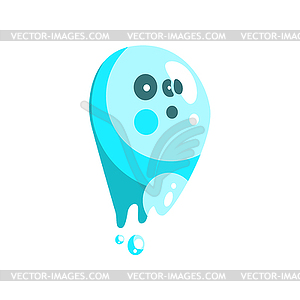 Blue Ghost In Childish Cartoon Manner  - vector clipart