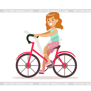 Happy Girl In Classic Girly Color Clothes Smiling - vector clip art