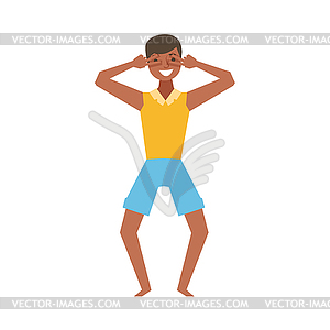 Guy In Beach Clothes Dancing, Part Of Funny Drunk - vector clipart