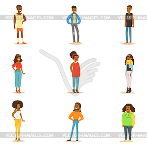 Afro-American Black People Street Style Clothing - vector clipart