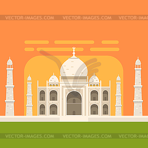 Taj Mahal White Burial Monument , Famous Traditiona - vector image