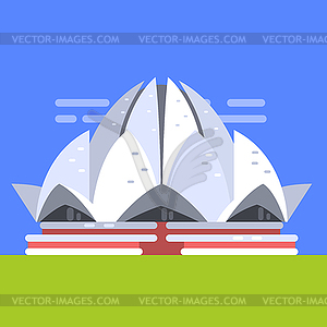 Lotus Temple In New Deli, Famous Traditional - vector clip art