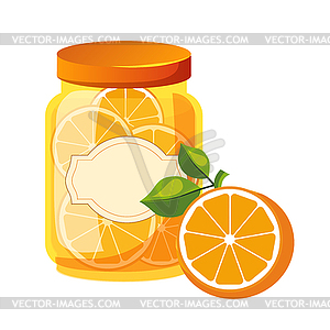 Сладкие Citrus Orange Jam Jar Glass Filled With - векторизованный клипарт