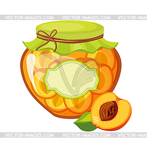 Sweet Apricot Orange Jam Glass Jar Filled With Frui - vector clip art