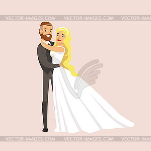 Newlyweds Hugging And Holding Each Other At - vector clipart