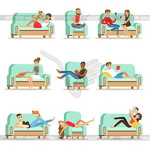 people sitting on couch clipart