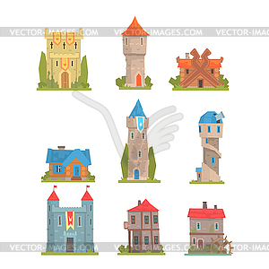 Old And Medieval Historical Buildings Collection - color vector clipart