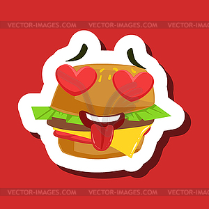 Burger Сэндвич In Love With Сердца в глаза, Cute - векторный рисунок