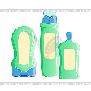Крем, шампунь и дезодоранты Контейнеры, красоты - векторное изображение