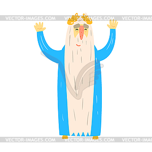Old Roman King In Blue Mantle With Laurel Wreath - color vector clipart