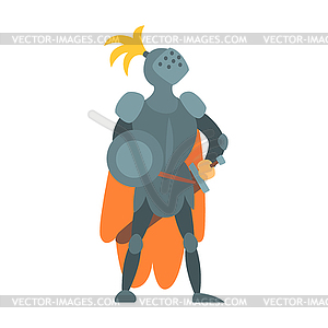 Knight Fairy With Orange Cape And Shield Tale - vector clipart