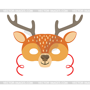 Deer Animal Head Mask, Kids Carnival Disguise - vector clipart