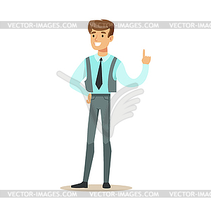 Man In Vest With Tie, Part Of Office Workers - vector image