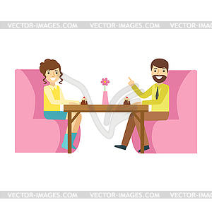 Man And Woman On Romantic Date, Smiling Person - vector image