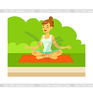 Woman Doing Yoga Exercises And Medtating In Lotus - vector clipart