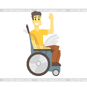 Guy In Wheelchair, Young Person With Disability - vector image