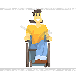 Guy In Wheelchair, Young Person With Disability - vector image